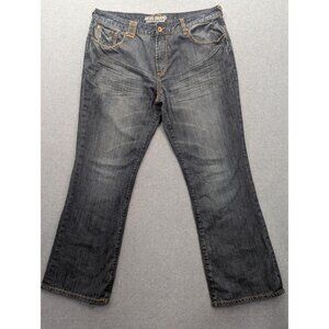 Akoo Brand Jeans Mens 40x34 Blue Medium Wash Relaxed Straight Distressed Denim